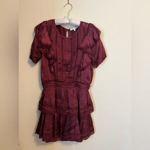 LoveShackFancy Burgundy Mini Dress